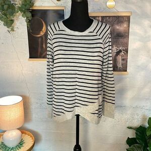 Workshop black and gray striped workout top size medium